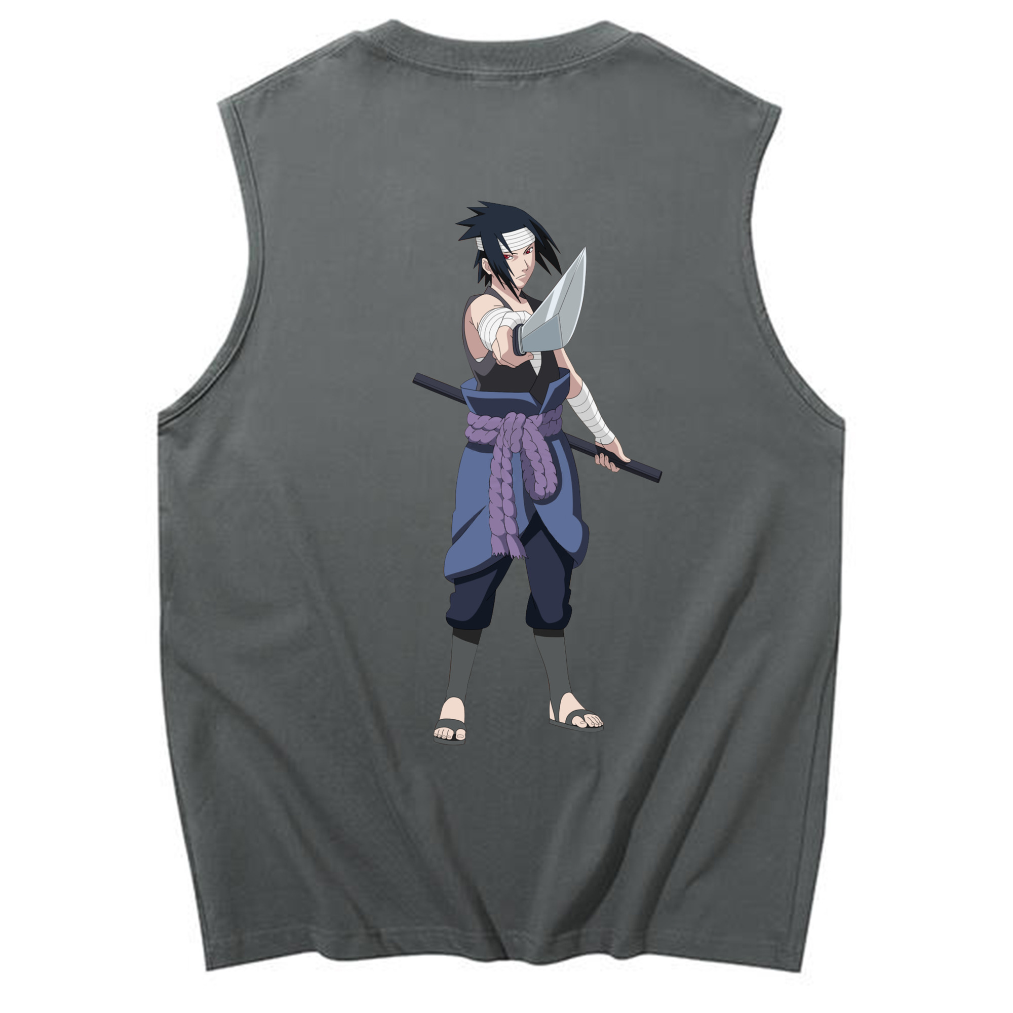 （画像用） NARUTO -ナルト- うちは サスケ Uchiha Sasuke コットン100％タンクトップ（背面プリント）